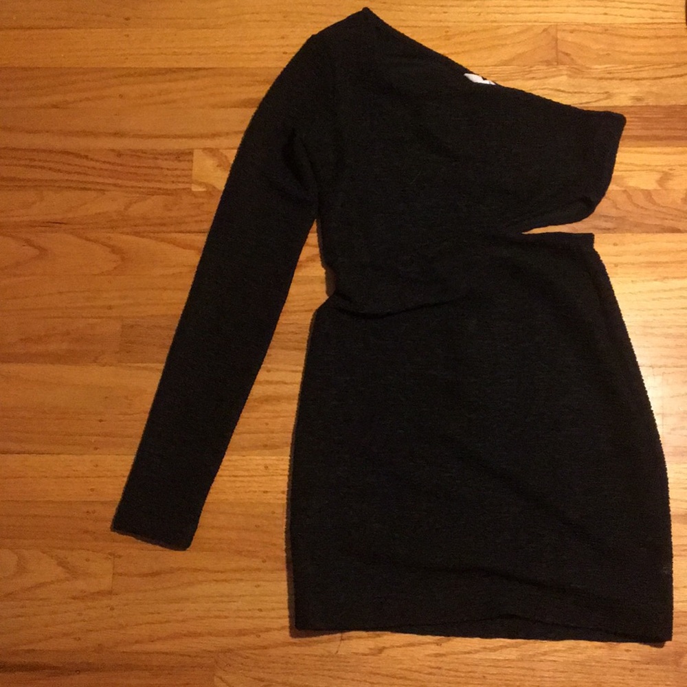 Black cutout body con dress